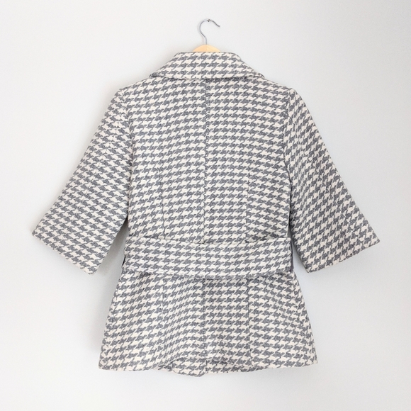 🇨🇦 Soia & Kyo Grey Houndstooth Wool Blend Peacoat Made In Canada - Picture 4 of 8